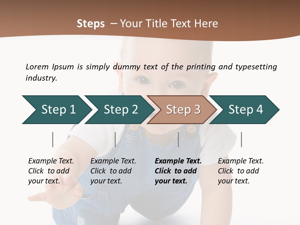 A Baby In Overalls Is Smiling For The Camera PowerPoint Template