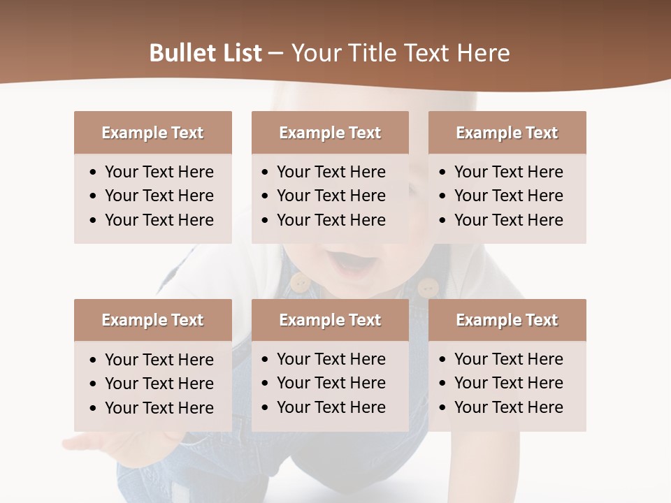 A Baby In Overalls Is Smiling For The Camera PowerPoint Template
