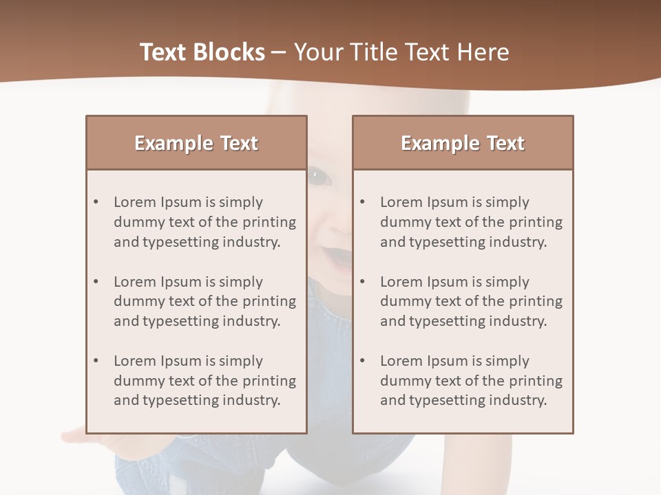 A Baby In Overalls Is Smiling For The Camera PowerPoint Template