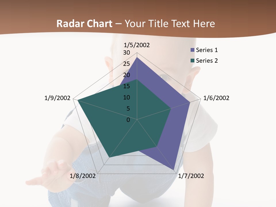 A Baby In Overalls Is Smiling For The Camera PowerPoint Template