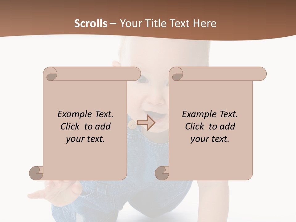 A Baby In Overalls Is Smiling For The Camera PowerPoint Template