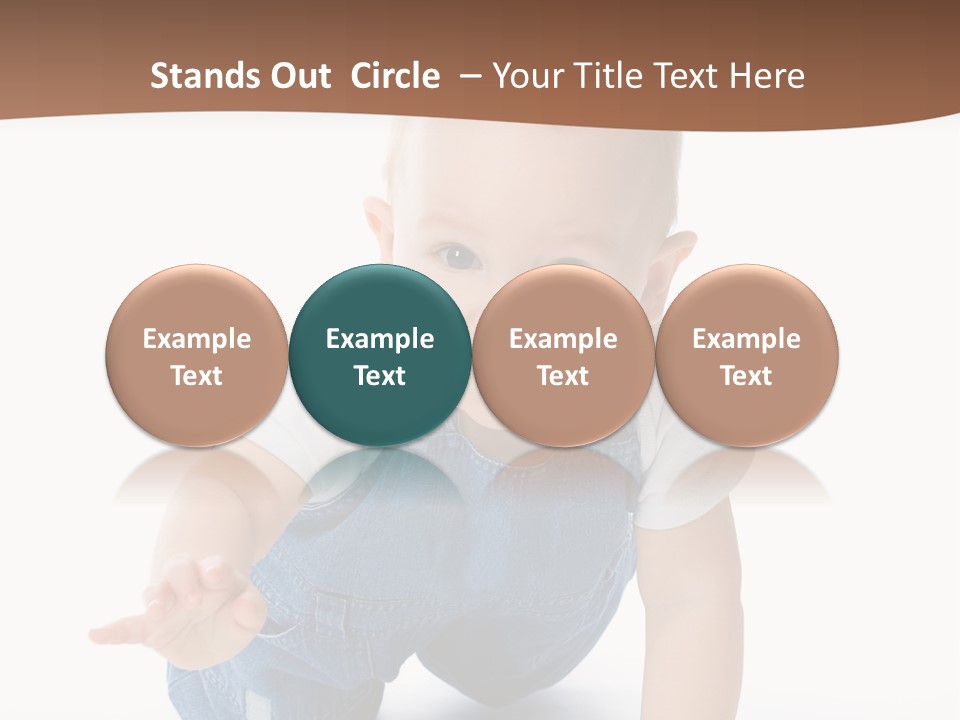 A Baby In Overalls Is Smiling For The Camera PowerPoint Template