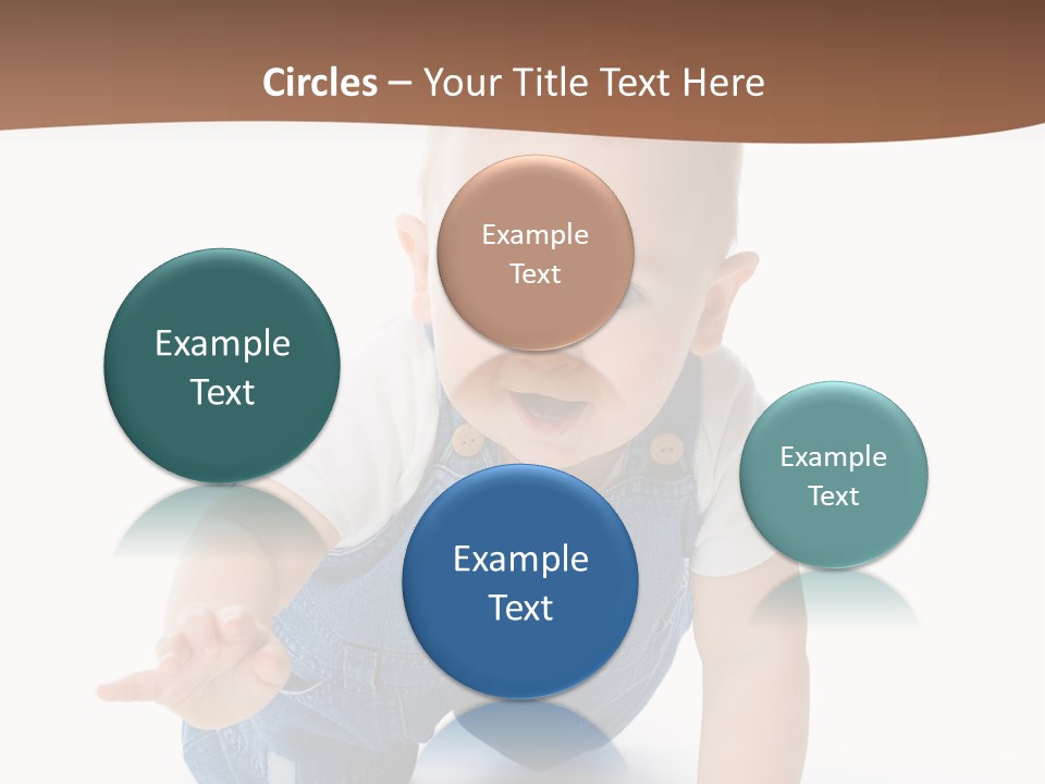 A Baby In Overalls Is Smiling For The Camera PowerPoint Template