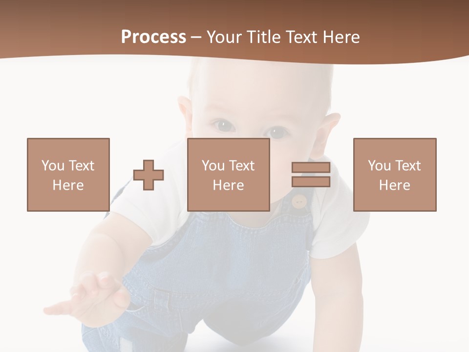 A Baby In Overalls Is Smiling For The Camera PowerPoint Template