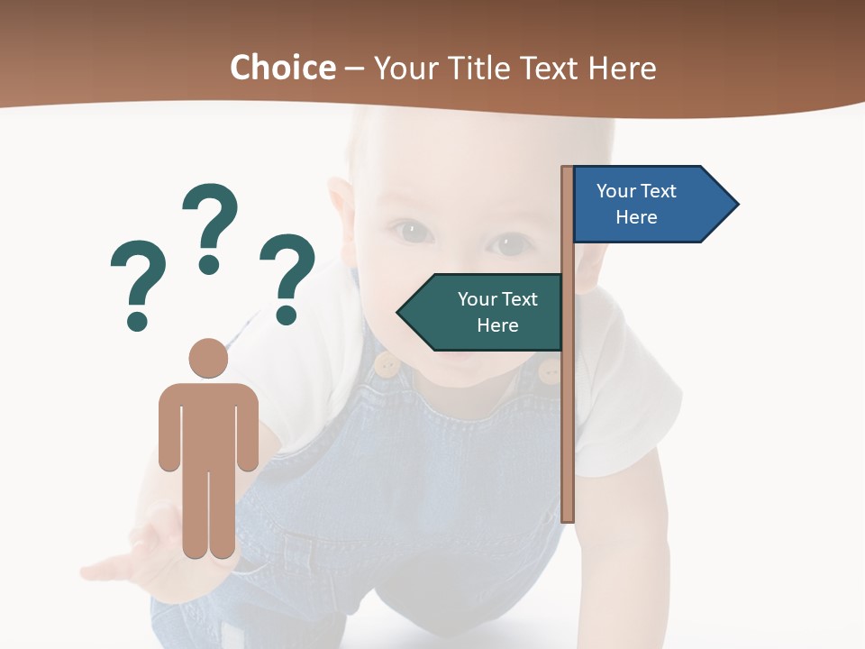 A Baby In Overalls Is Smiling For The Camera PowerPoint Template