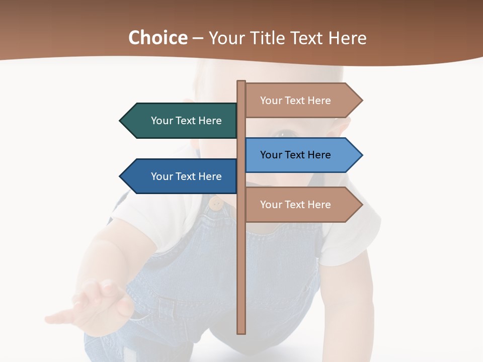 A Baby In Overalls Is Smiling For The Camera PowerPoint Template
