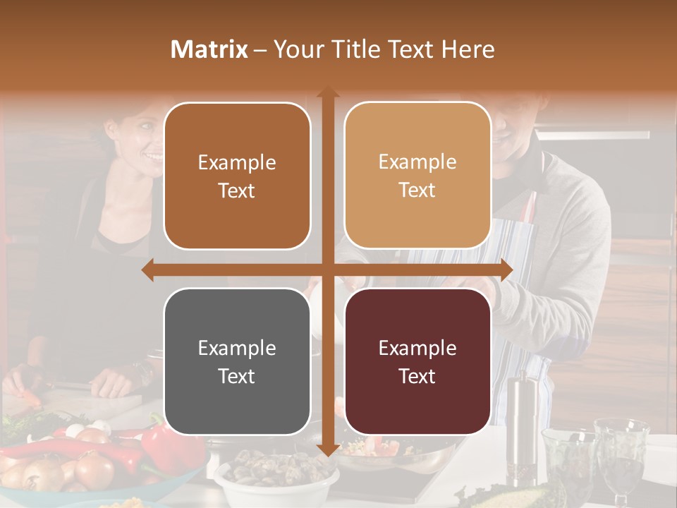 A Man And Woman Preparing Food In A Kitchen PowerPoint Template