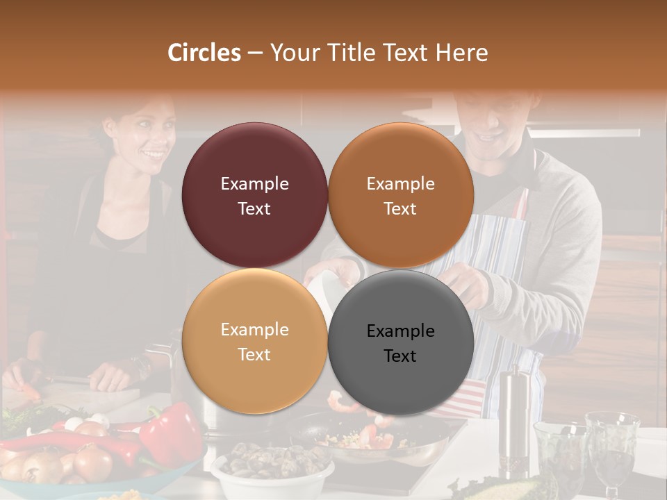 A Man And Woman Preparing Food In A Kitchen PowerPoint Template