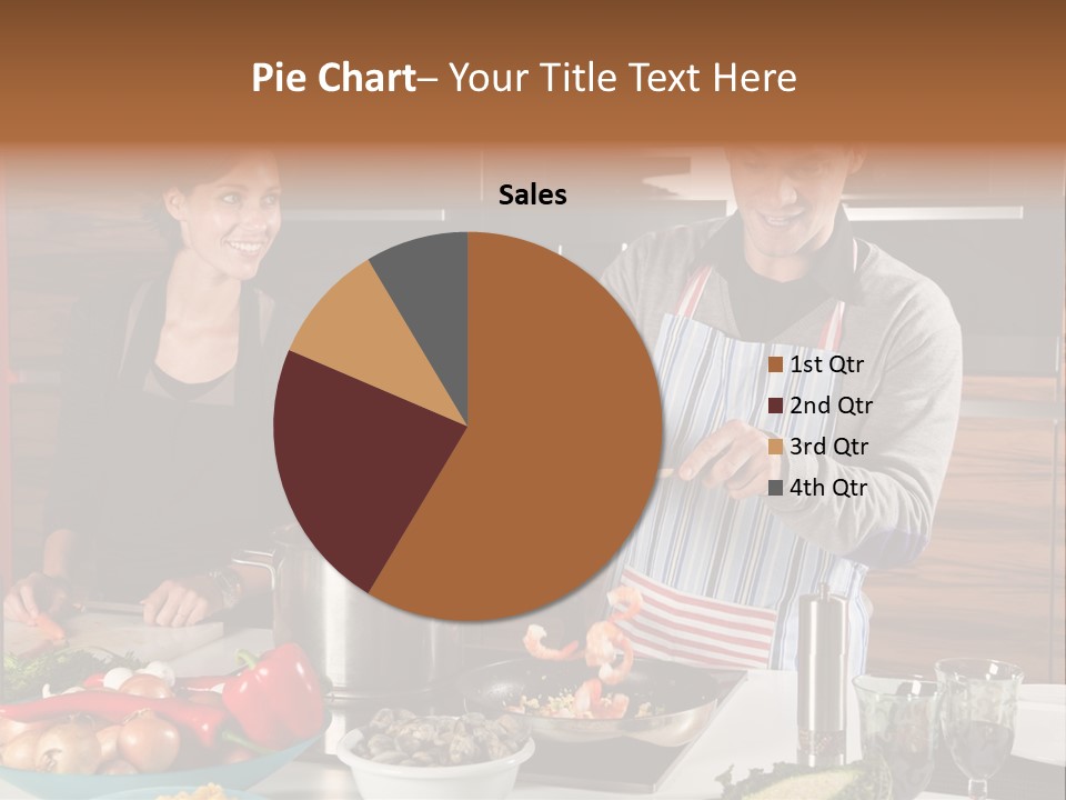 A Man And Woman Preparing Food In A Kitchen PowerPoint Template