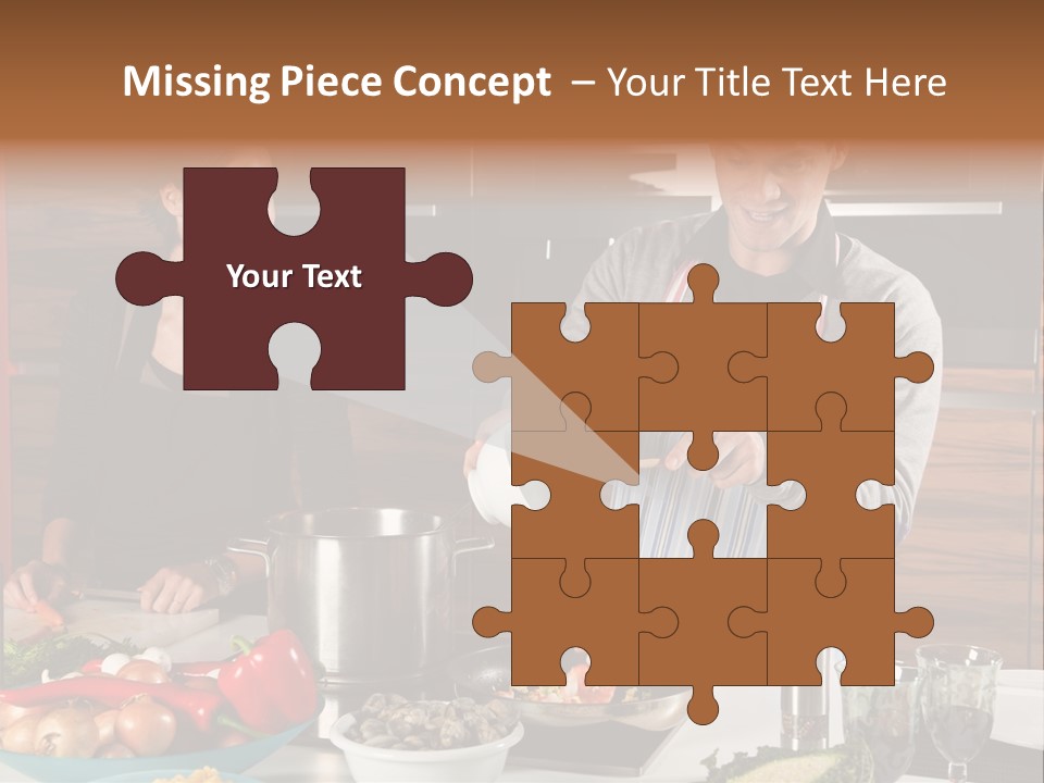 A Man And Woman Preparing Food In A Kitchen PowerPoint Template