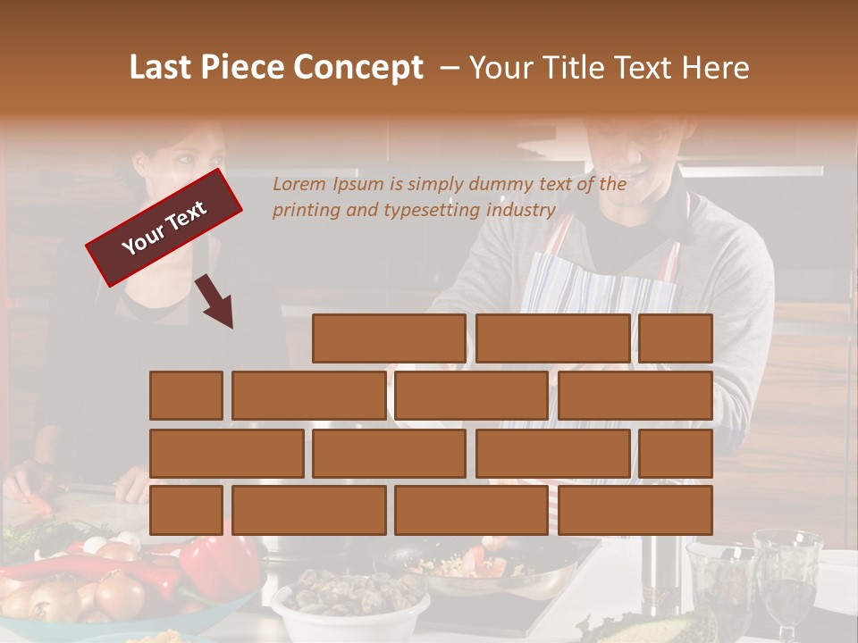 A Man And Woman Preparing Food In A Kitchen PowerPoint Template