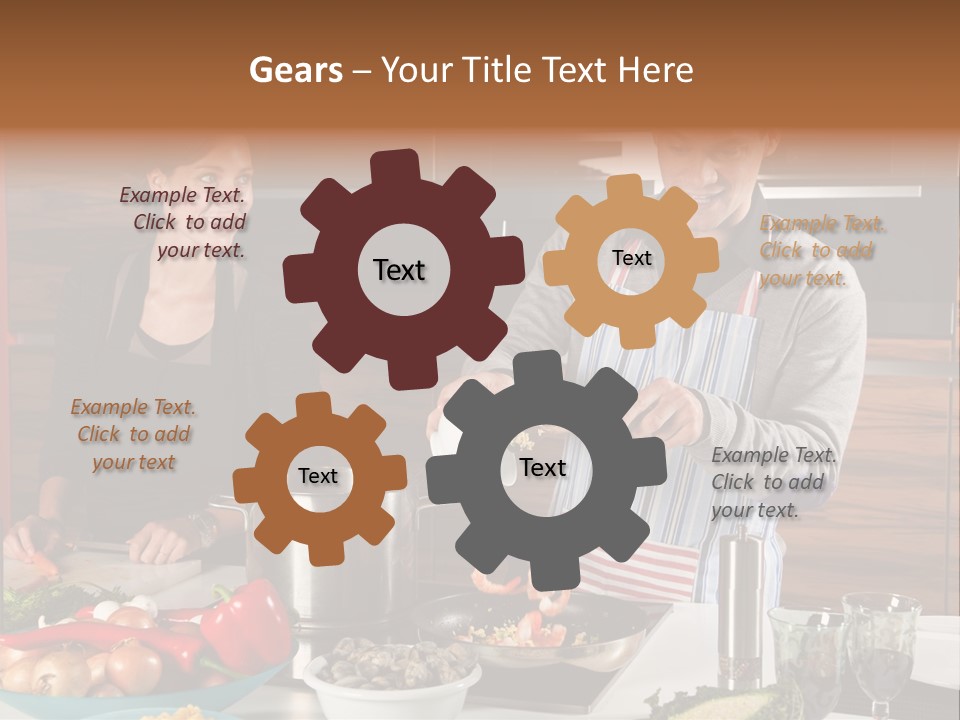 A Man And Woman Preparing Food In A Kitchen PowerPoint Template