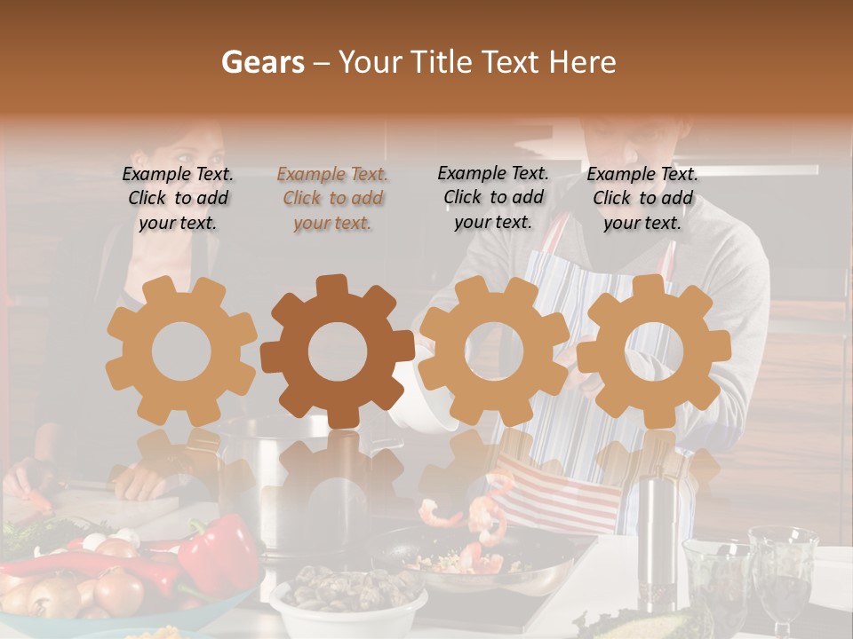 A Man And Woman Preparing Food In A Kitchen PowerPoint Template