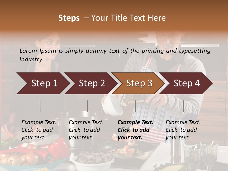 A Man And Woman Preparing Food In A Kitchen PowerPoint Template