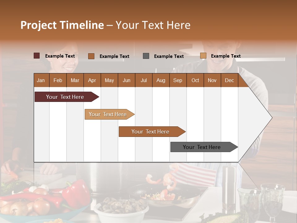 A Man And Woman Preparing Food In A Kitchen PowerPoint Template