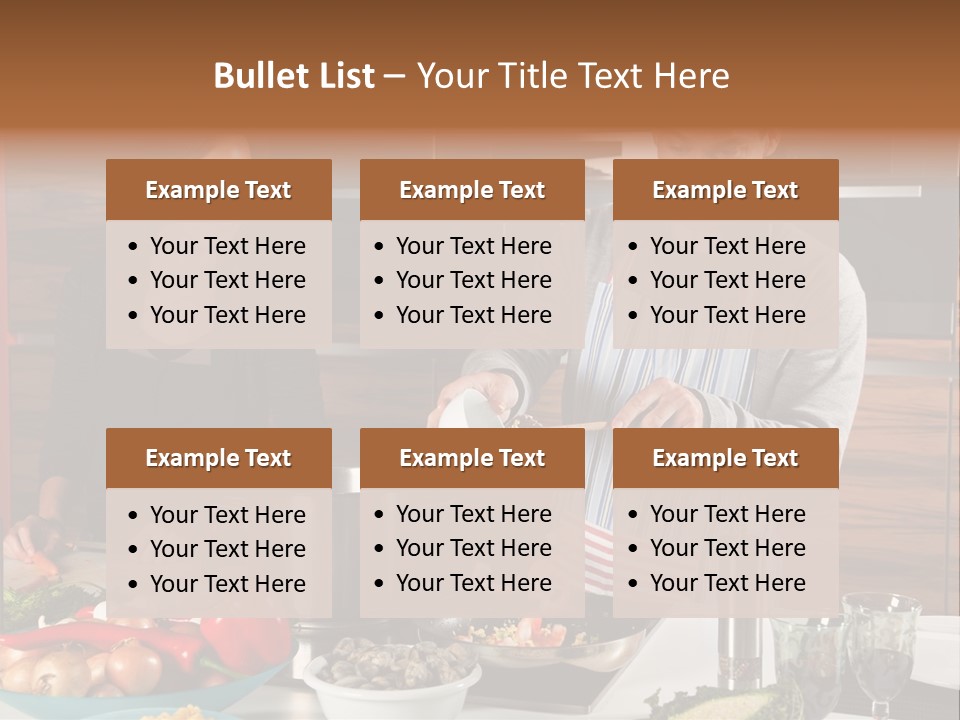 A Man And Woman Preparing Food In A Kitchen PowerPoint Template