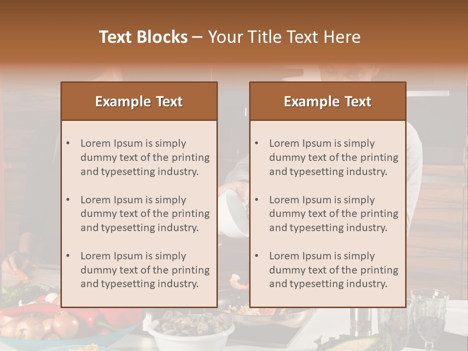 A Man And Woman Preparing Food In A Kitchen PowerPoint Template