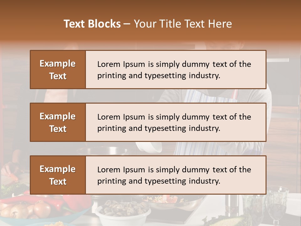 A Man And Woman Preparing Food In A Kitchen PowerPoint Template