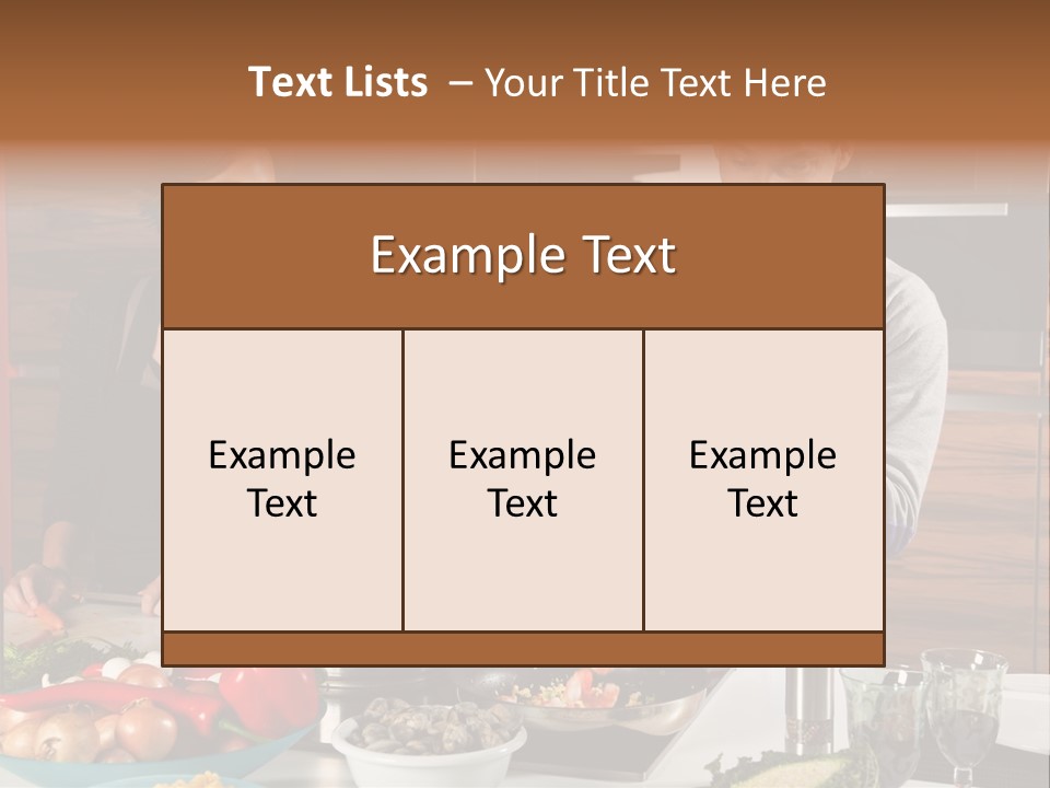 A Man And Woman Preparing Food In A Kitchen PowerPoint Template