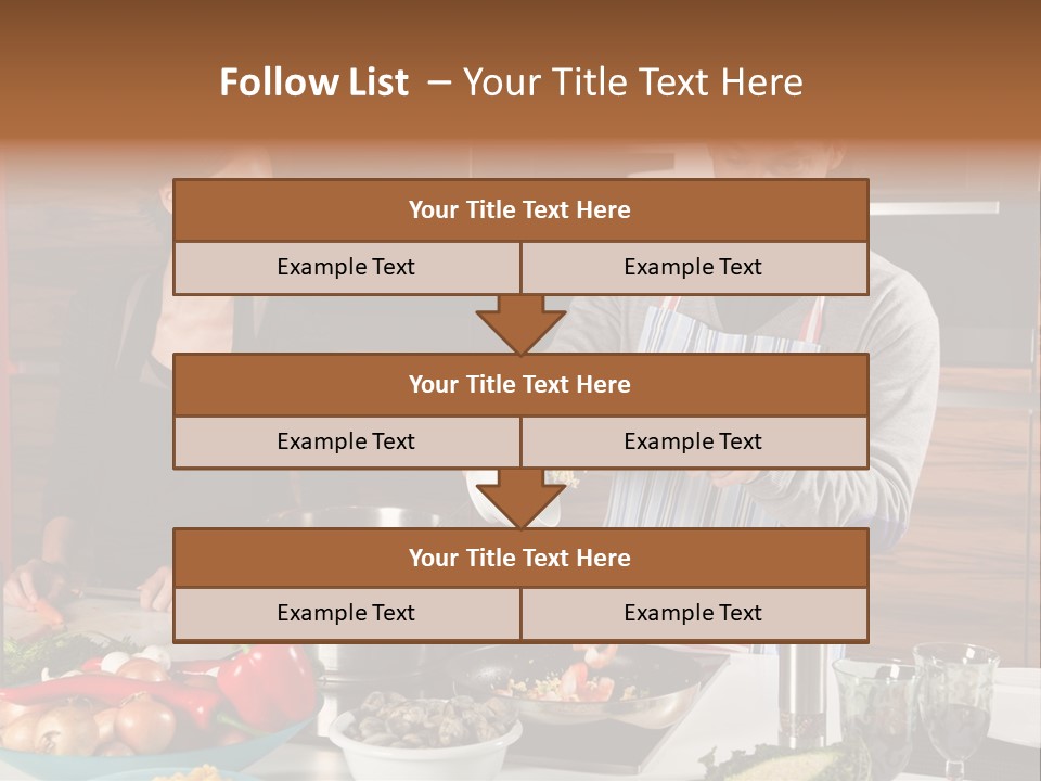 A Man And Woman Preparing Food In A Kitchen PowerPoint Template