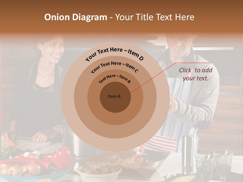 A Man And Woman Preparing Food In A Kitchen PowerPoint Template