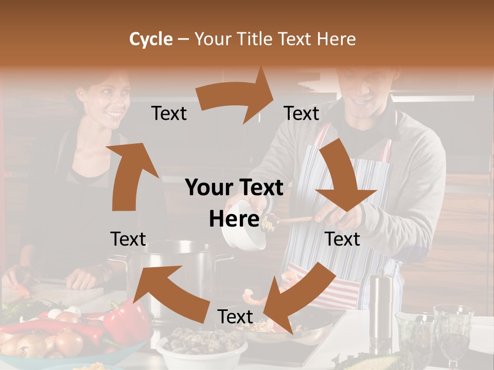 A Man And Woman Preparing Food In A Kitchen PowerPoint Template