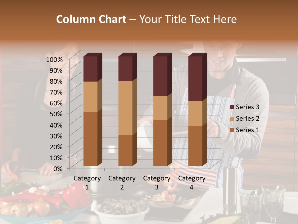 A Man And Woman Preparing Food In A Kitchen PowerPoint Template