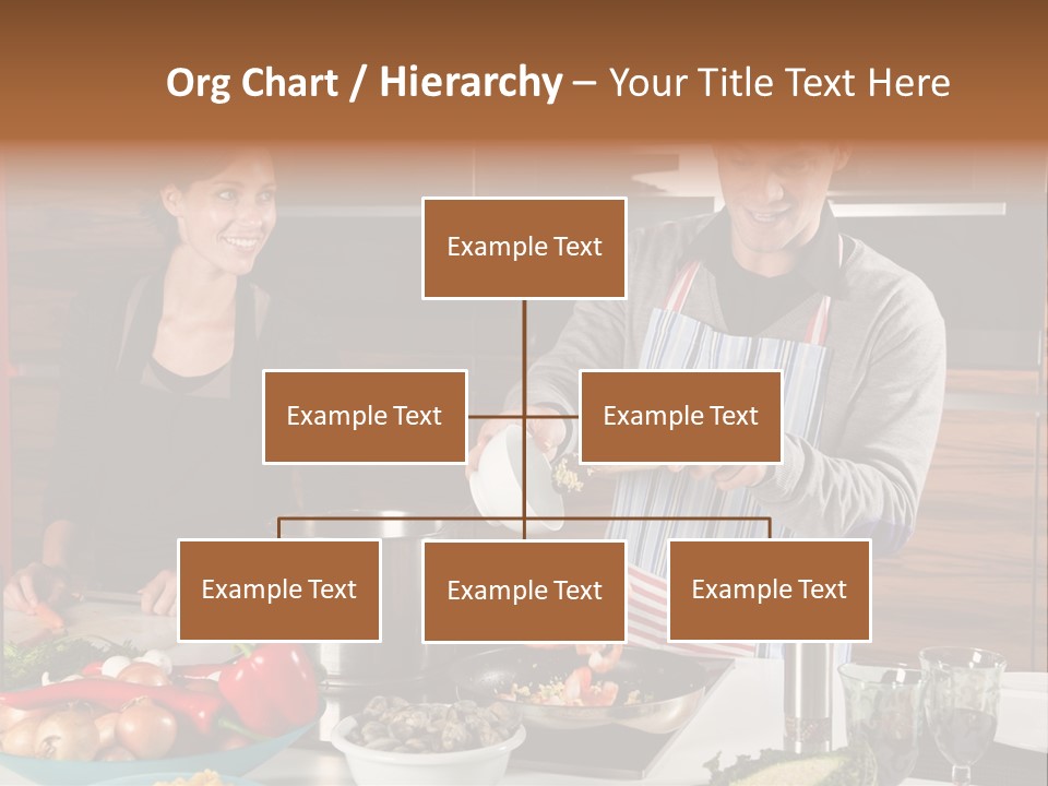 A Man And Woman Preparing Food In A Kitchen PowerPoint Template