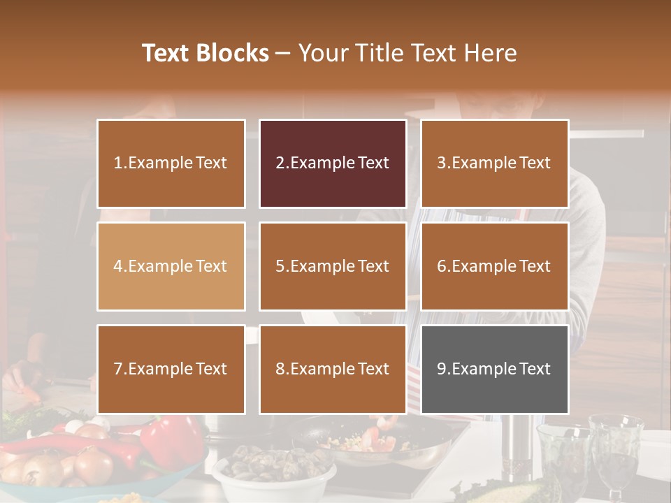A Man And Woman Preparing Food In A Kitchen PowerPoint Template