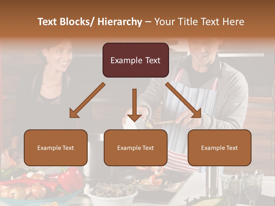 A Man And Woman Preparing Food In A Kitchen PowerPoint Template