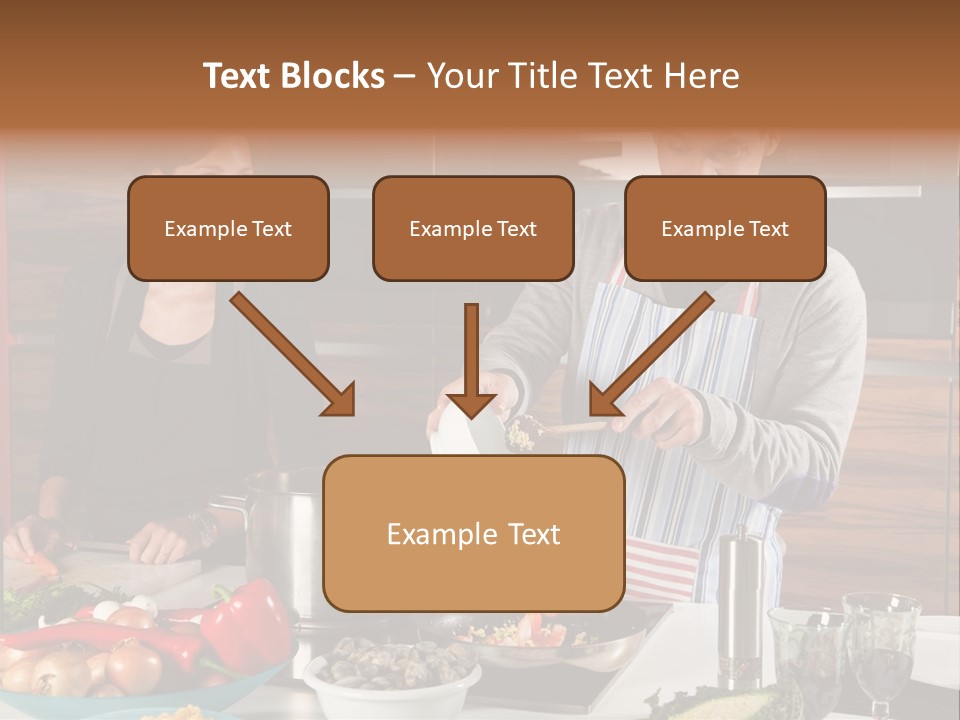 A Man And Woman Preparing Food In A Kitchen PowerPoint Template