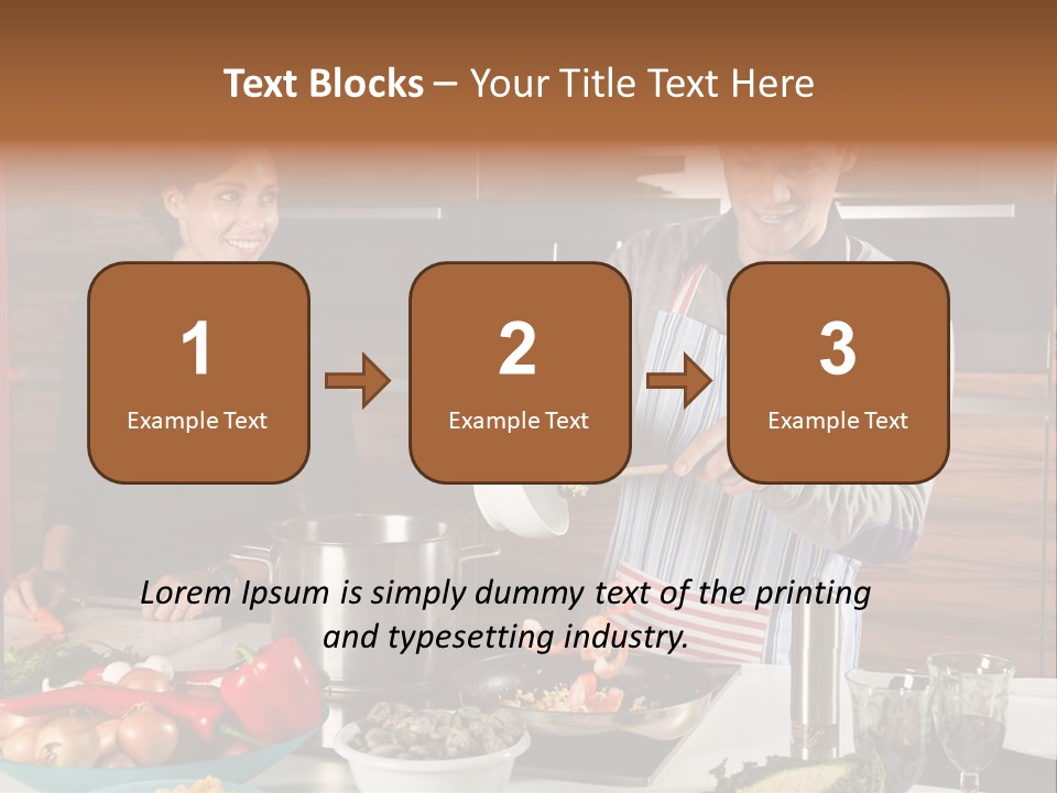 A Man And Woman Preparing Food In A Kitchen PowerPoint Template