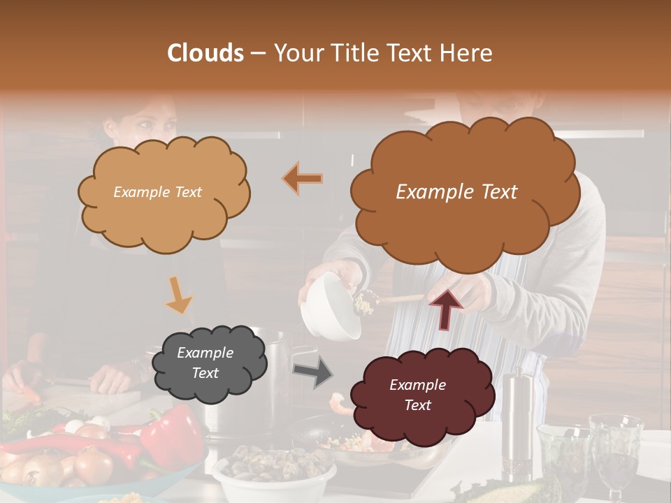 A Man And Woman Preparing Food In A Kitchen PowerPoint Template
