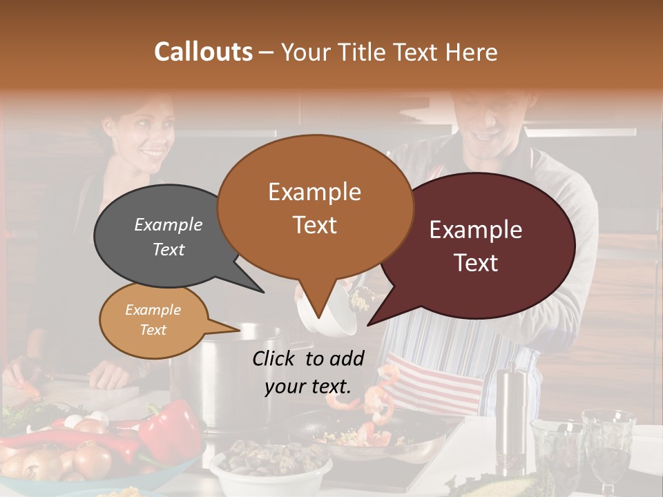 A Man And Woman Preparing Food In A Kitchen PowerPoint Template