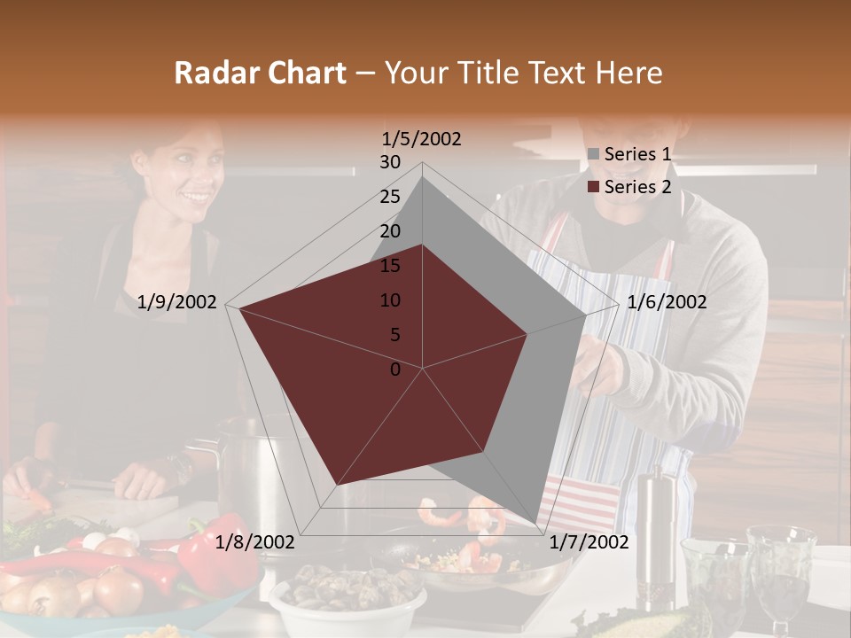 A Man And Woman Preparing Food In A Kitchen PowerPoint Template