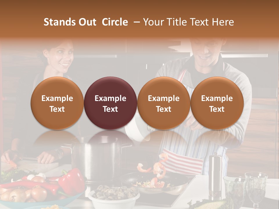 A Man And Woman Preparing Food In A Kitchen PowerPoint Template