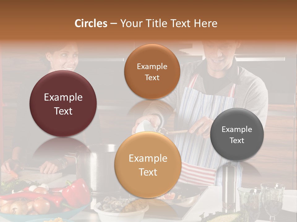 A Man And Woman Preparing Food In A Kitchen PowerPoint Template