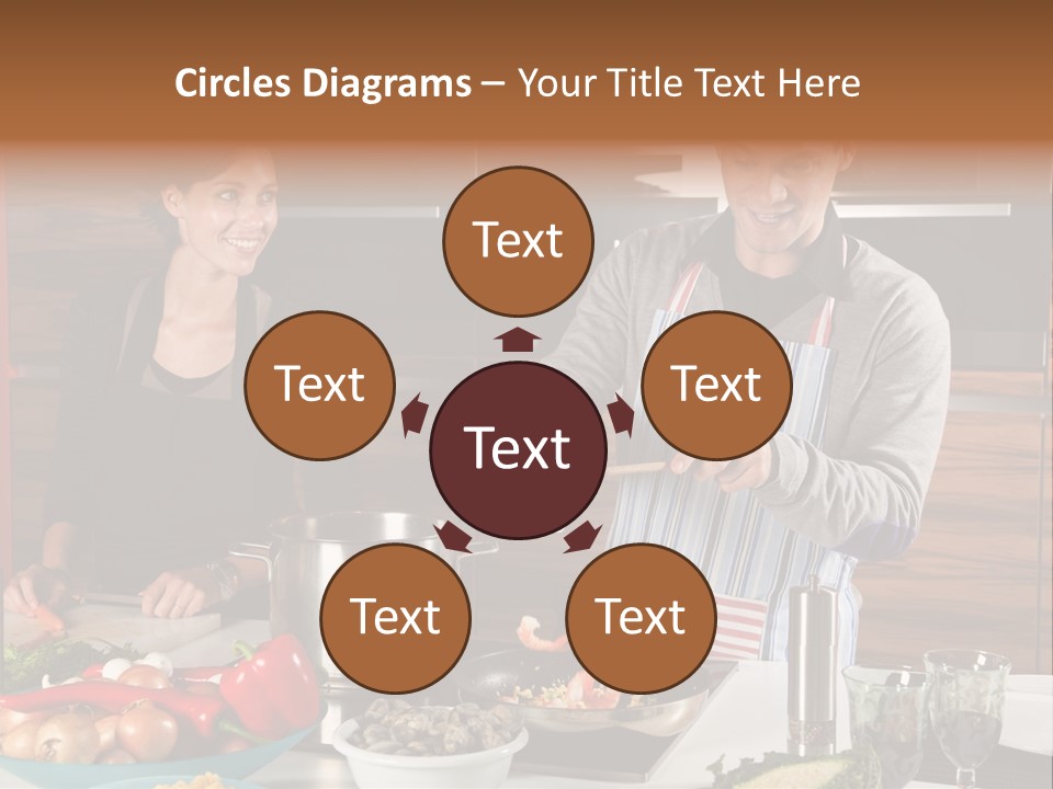 A Man And Woman Preparing Food In A Kitchen PowerPoint Template