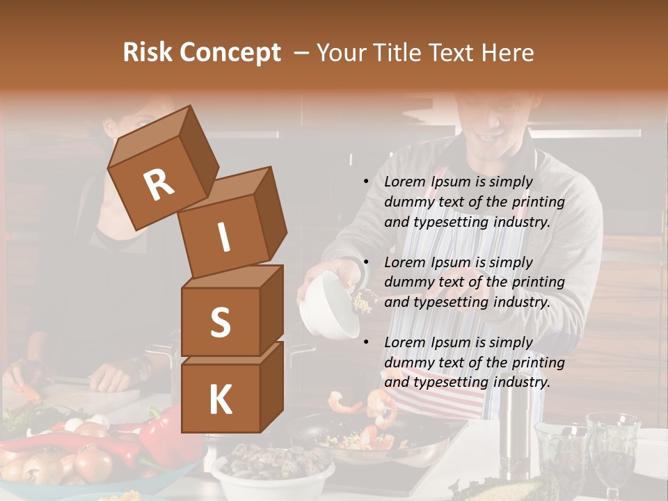 A Man And Woman Preparing Food In A Kitchen PowerPoint Template