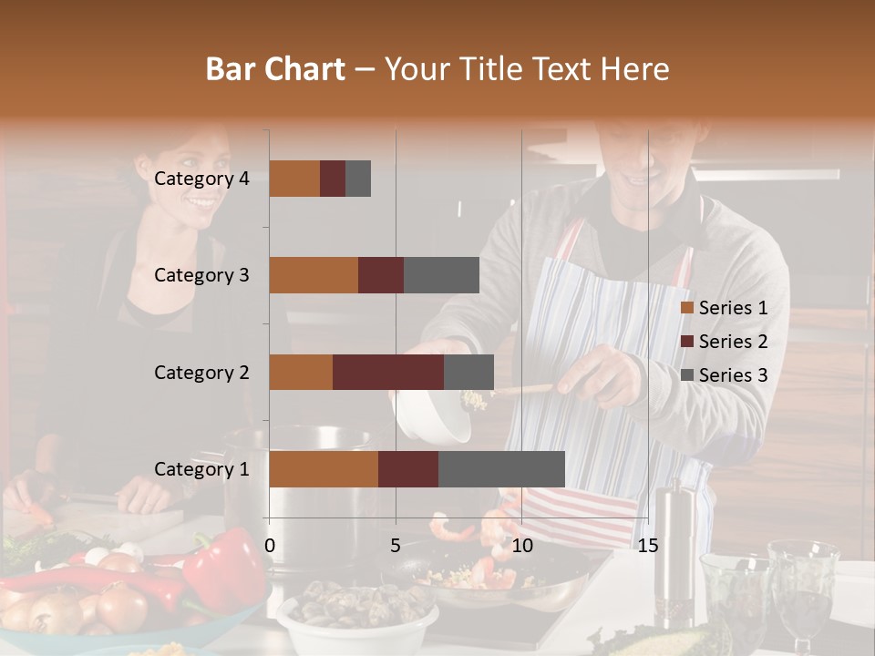 A Man And Woman Preparing Food In A Kitchen PowerPoint Template