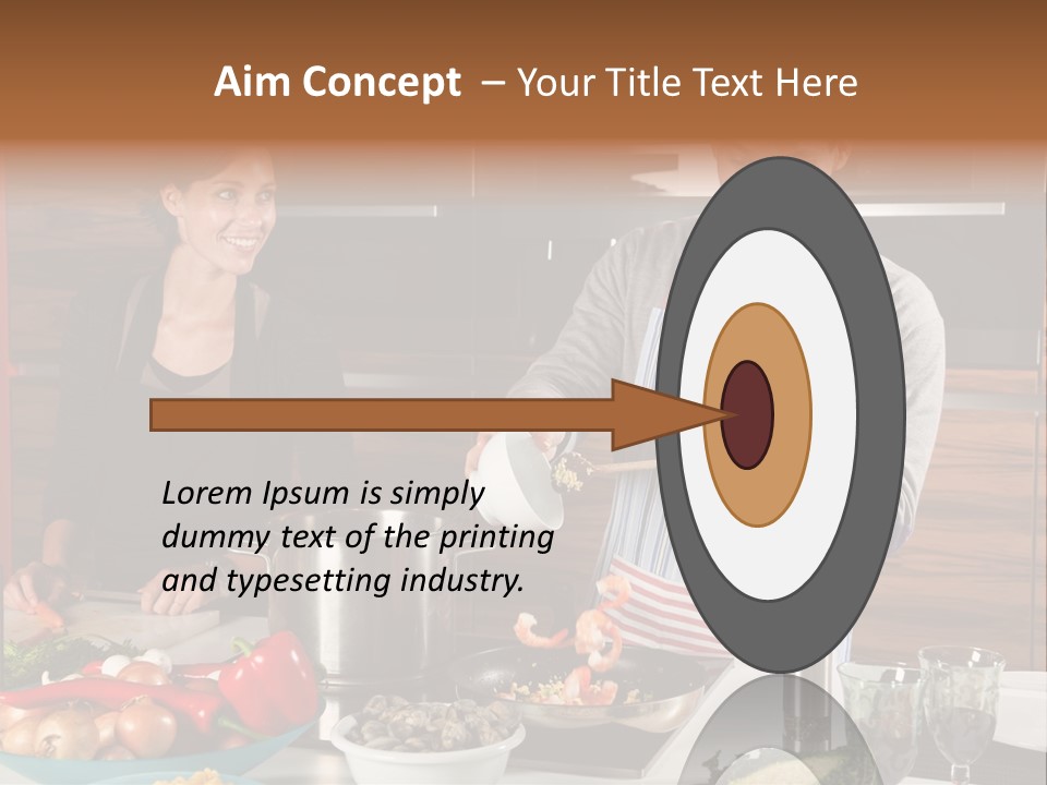 A Man And Woman Preparing Food In A Kitchen PowerPoint Template