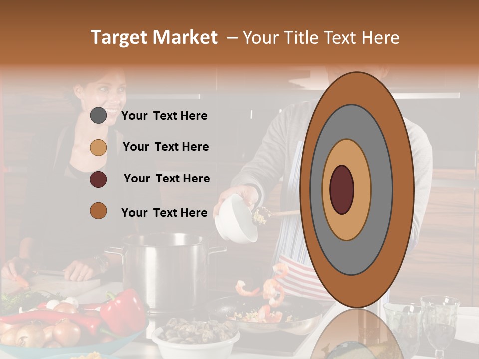 A Man And Woman Preparing Food In A Kitchen PowerPoint Template