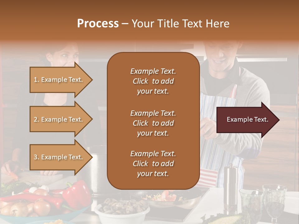 A Man And Woman Preparing Food In A Kitchen PowerPoint Template