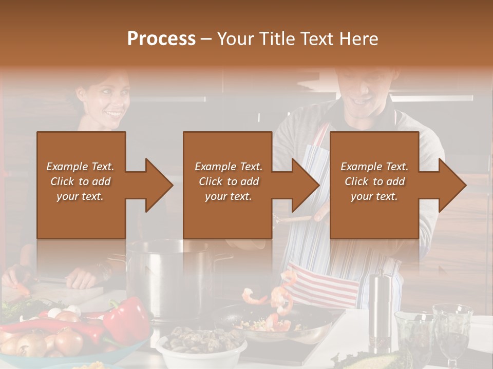 A Man And Woman Preparing Food In A Kitchen PowerPoint Template