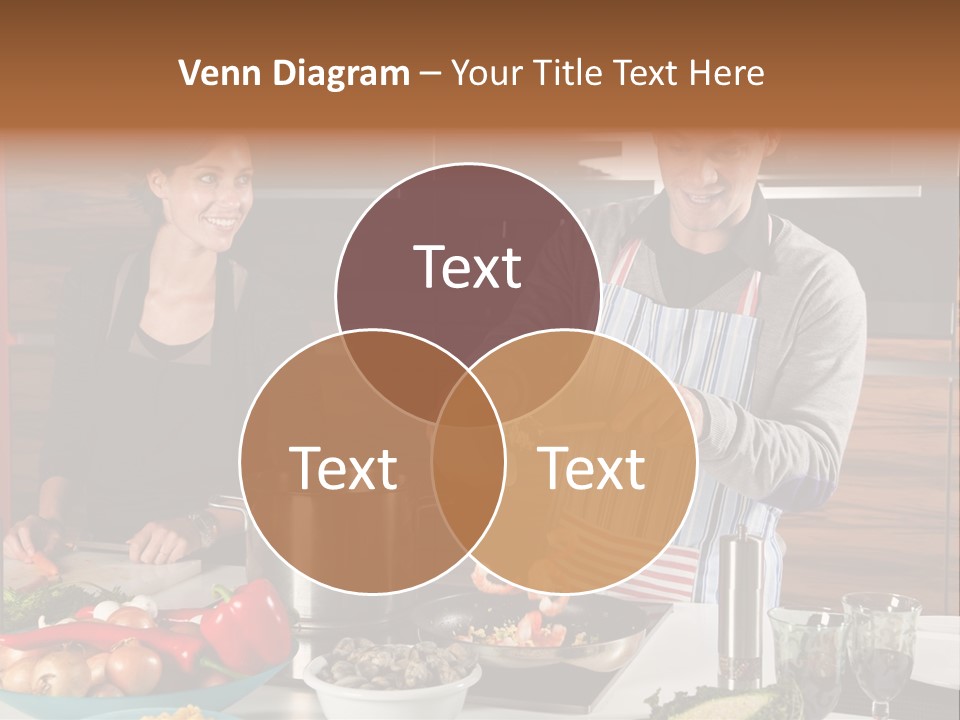 A Man And Woman Preparing Food In A Kitchen PowerPoint Template