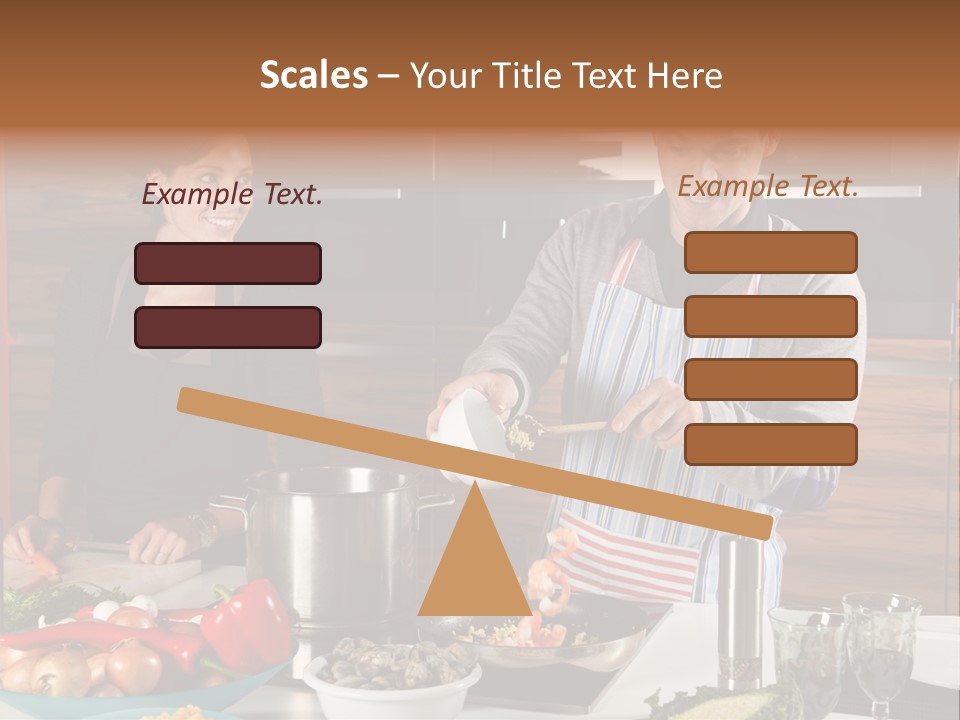 A Man And Woman Preparing Food In A Kitchen PowerPoint Template