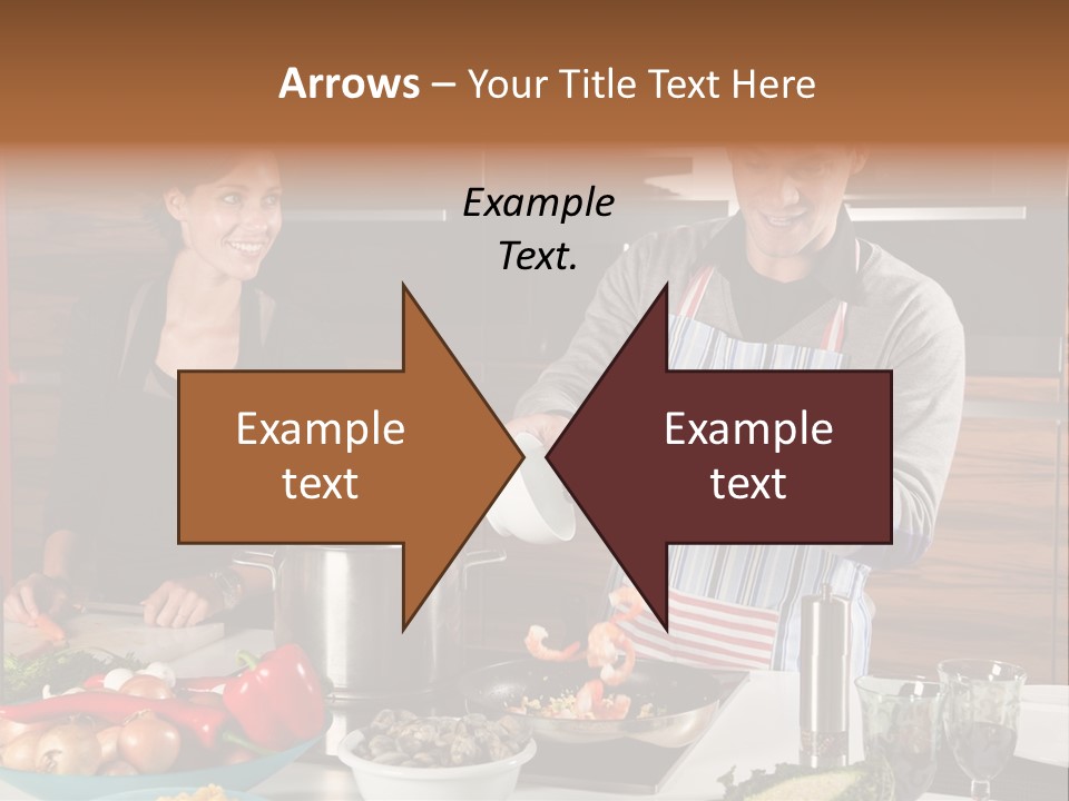 A Man And Woman Preparing Food In A Kitchen PowerPoint Template