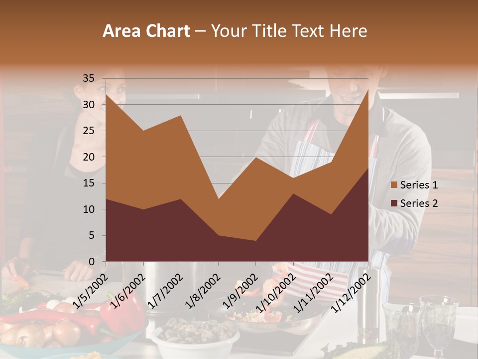 A Man And Woman Preparing Food In A Kitchen PowerPoint Template