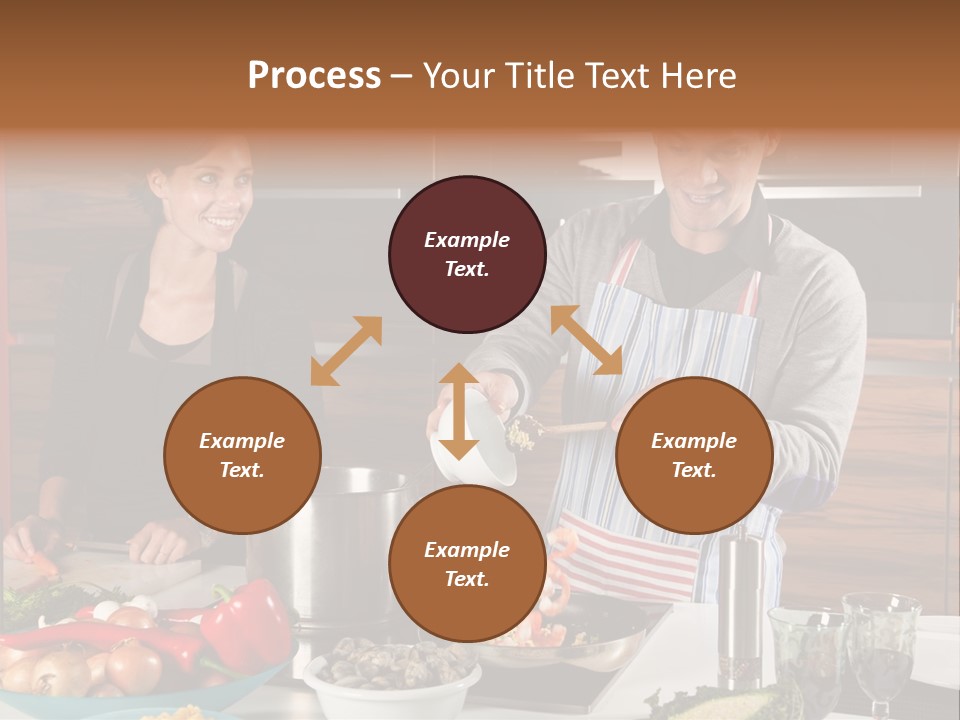 A Man And Woman Preparing Food In A Kitchen PowerPoint Template
