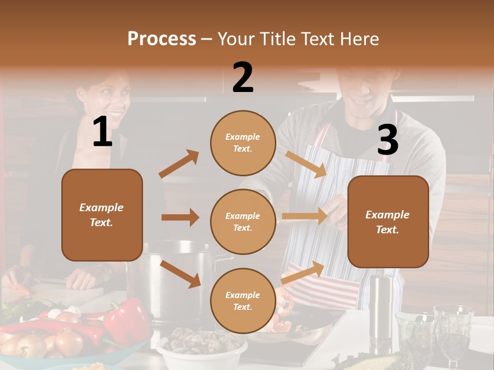 A Man And Woman Preparing Food In A Kitchen PowerPoint Template
